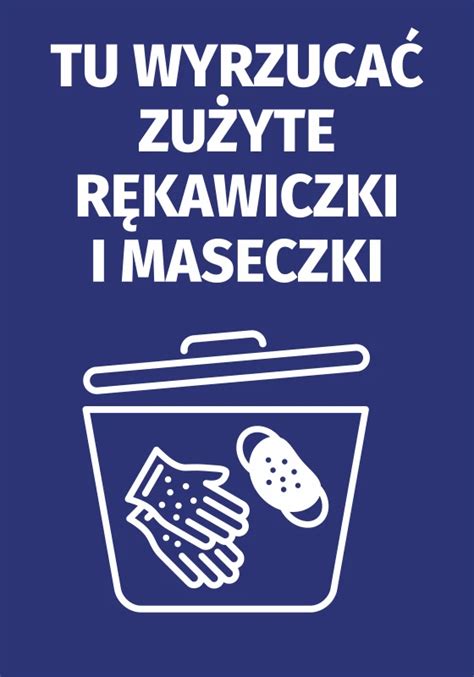 Naklejka Tu wyrzucać zużyte rękawiczki i maseczki sklep internetowy Wally