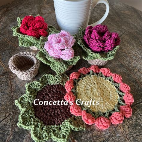 Crochet Coasters With Pot - Etsy