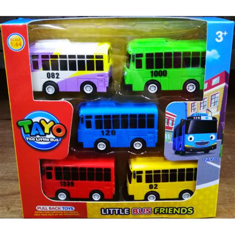 TAYO Little Bus Toy Mainan Kanak Bus sekolah No Light No Sound 5 in 1 ...