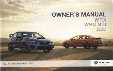 2020 Subaru WRX and STI Owner's Manual Original