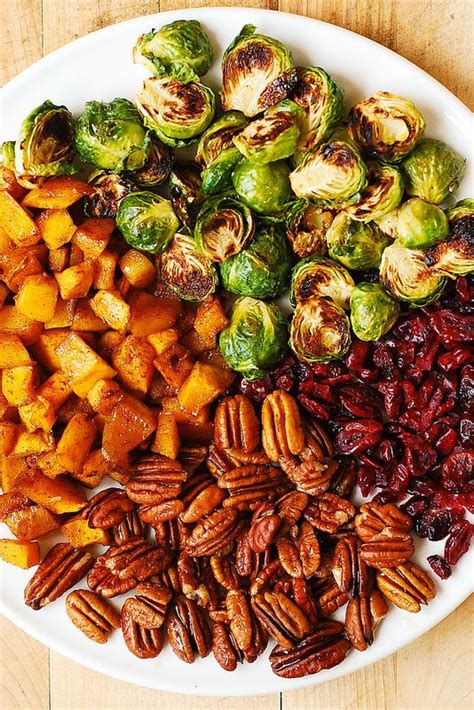 Roasted Brussels Sprouts And Cinnamon Butternut Squash With Pecans And