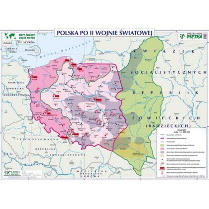 DWUSTRONNA MAPA ŚCIENNA HISTORYCZNA POLSKA PO II WOJNIE ŚWIATOWEJ