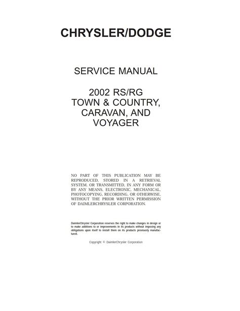 Dodge Caravan 2002 Service Repair Manual Pdf For Free