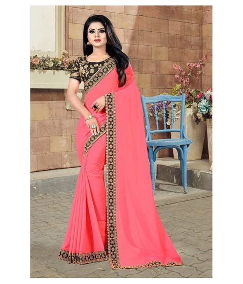 Anjaneya Sarees Pink Georgette Saree Buy Anjaneya Sarees Pink