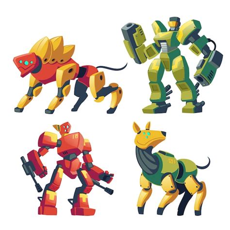 Robots De Combat De Dessin Anim Et Chiens M Caniques Battle Androids