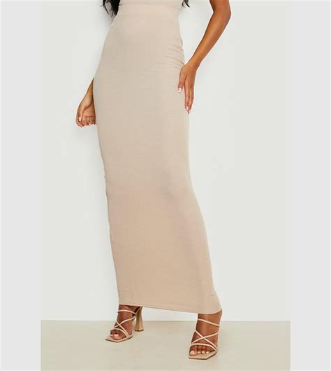 Buy Boohoo Tall Ripple Rib Tube Maxi Skirt In Beige 6thstreet Qatar