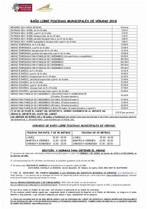 Precios De Las Piscinas Municipales