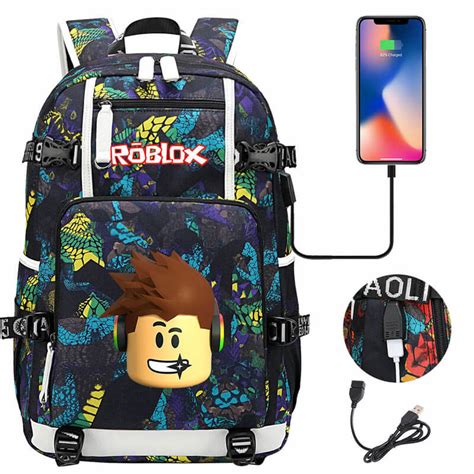 Roblox Backpack Travel Backpack Roblox School Bag With Usb Charging Po