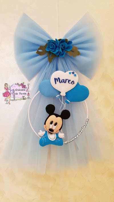 Fiocco Nascita In Tulle Topolino Bambini Nascita Di Creazioni