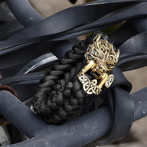 Celtic Wolf Brass Paracord Bracelet Gthic