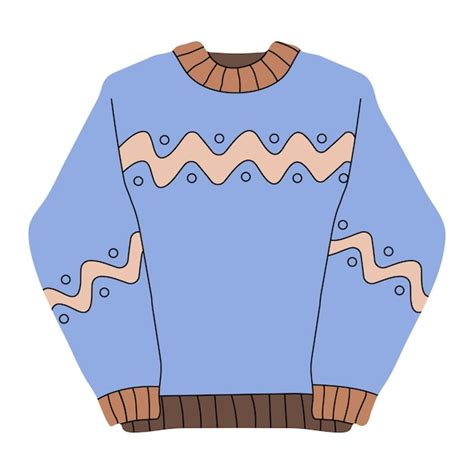 Premium Vector Cartoon Blue Wool Sweater Flat Hygge Vector Knitted