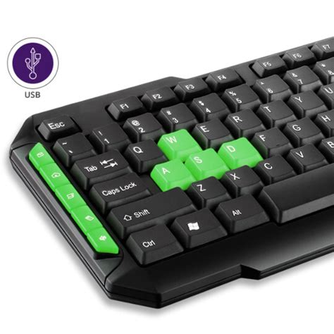 Teclado Gamer Multilaser Hotkeys Multimídia Preto Verde TC201