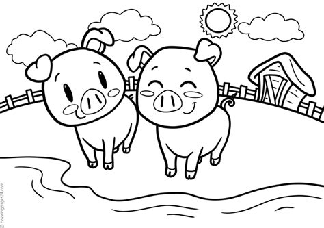 Two happy pigs on the farm | Coloring Pages 24