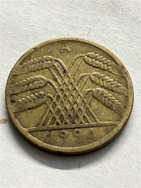 Niemcy Republika Weimarska 10 fenigów pfennig 1924 mennica A