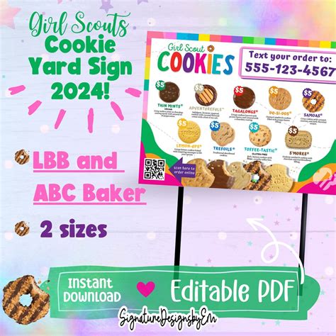 Girl Scout Cookie Yard Sign Lbb Abc Cookie Flyer Cookie Sales