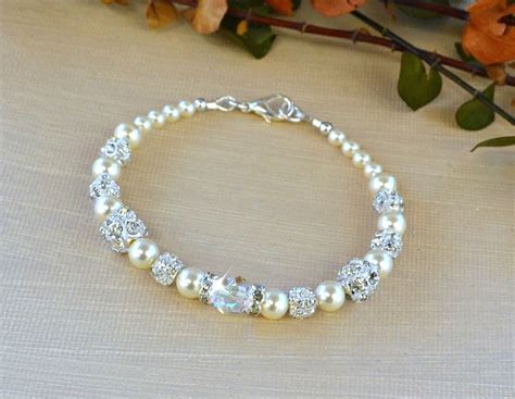 Swarovski Crystal And Pearl Bracelet Etsy