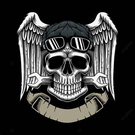 Mechanic Skull Vector Art Png Mechanic Skull Ribbons Vector