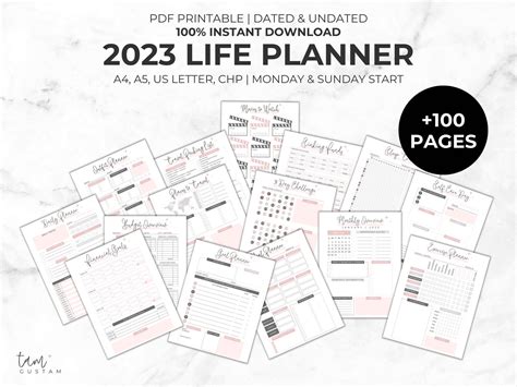 2023 Planner Printable 2023 Calendar Dated Planner Undated - Etsy