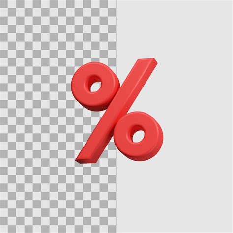 Premium Psd 3d Realistic Red Percentage Symbol Illustration