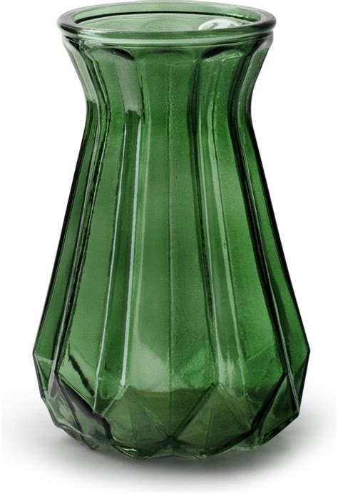 Jodeco Bloemenvaas Stijlvol Model Groen Transparant Glas H18 X