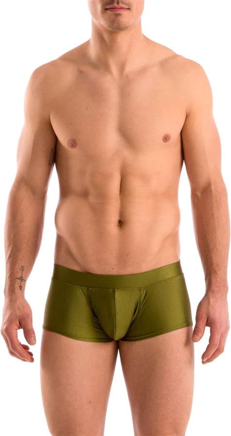 Gary Majdell Sport Mens New Solid Hot Body Boxer Swimsuit Olive Large