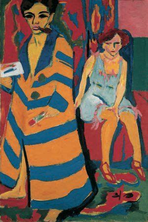 A Painting Of Two Women Sitting Next To Each Other