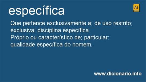 O Que Significa Especifica - Significado de Específica