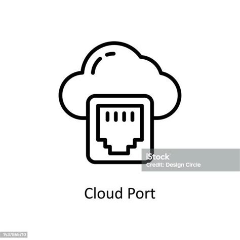 클라우드 포트 벡터 개요 아이콘 디자인 그림입니다 흰색 배경에 클라우드 컴퓨팅 기호 Eps 10 파일 네트워크 서버에 대한 스톡