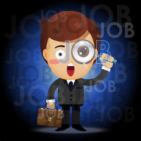 Businessman With Magnifying Glass Searching For Job Stock Vector Illustration Of Employer