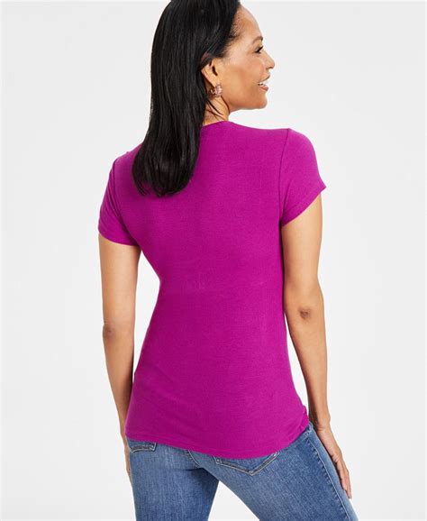 Inc International Concepts Womens Ribbed V Neck Top Created For Macys Macys