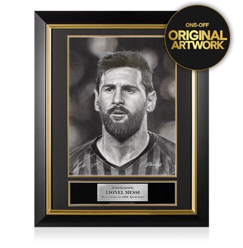 Original Lionel Messi Official Signed And Premium Framed Tribute Artwork Barca Legend