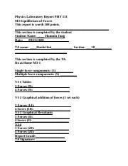 PHY 151 M3 Lab Report Docx Physics Laboratory Report PHY 151 M3