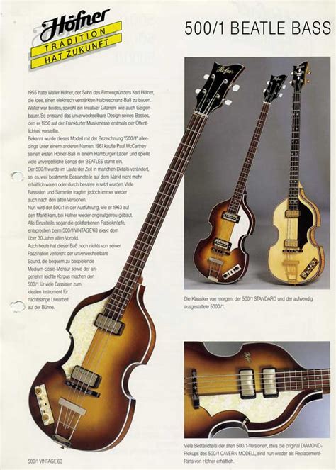 1994 Hofner Bass Guitar Advertising Flyer