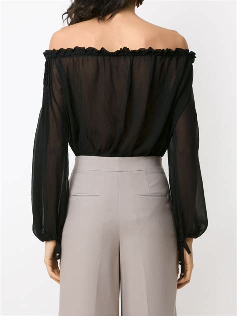 Amir Slama Off Shoulder Ruched Body Black Farfetch