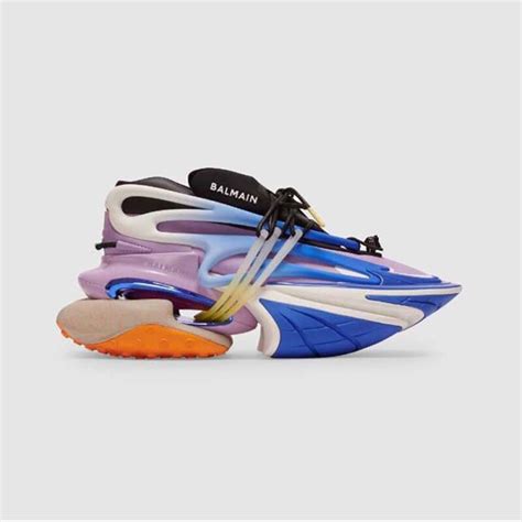 Balmain Unisex Unicorn Trainers in Neoprene and Leather-White