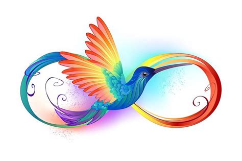 Rainbow Hummingbird With Infinity Infinity Tattoo Designs