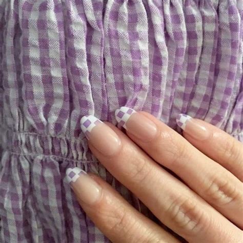 The Coolest Checkered Nail Art Designs Lavender Checker Board Tips