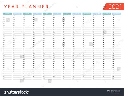 2021 Yearly Planner Wall Calendar Design Stock Vector (Royalty Free ...