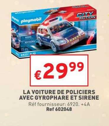 Promo La Voiture De Policiers Avec Gyrophare Et Sir Ne Playmobil Chez