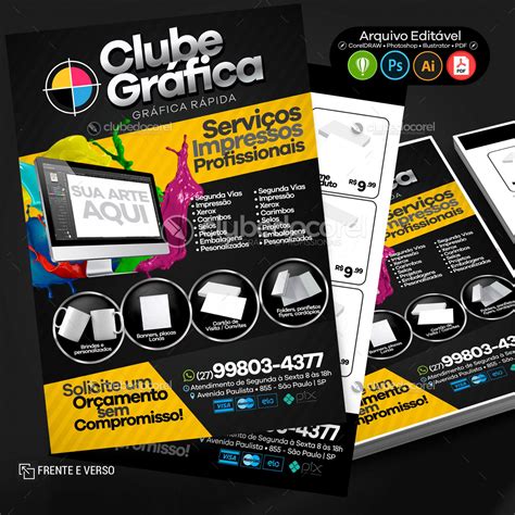 Gráfica Rápida Panfleto Flyer Cdr Psd Ai Pdf 02 Clube Do Corel