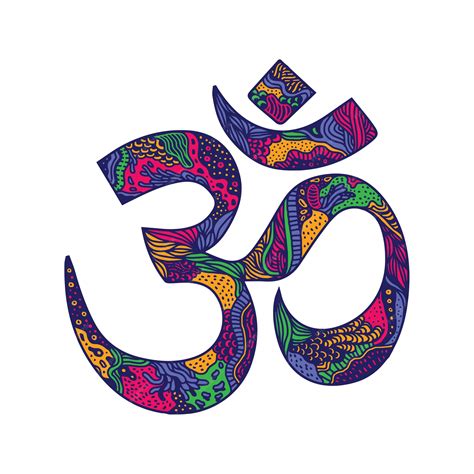 colorful hand drawn doodle om symbol premium vector
