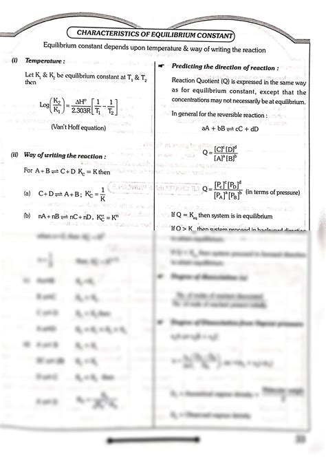 Solution Chemical Equilibrium Quick Revision Note Studypool