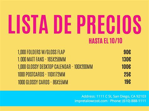 Plantillas De Listas De Precios