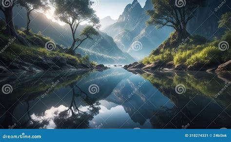 Landscape View of Mountain with Lake and Tree. HD Desktop Wallpaper ...