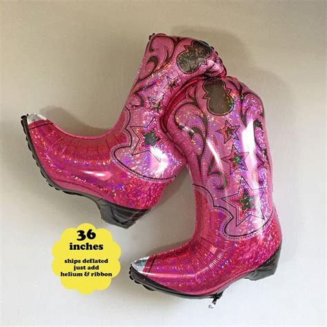 Pink Cowgirl Boots Balloon 36 Western Party Etsy Pink Cowgirl Boots Cowgirl Birthday Party