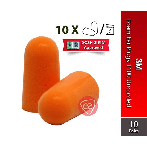 3m Uncorded Soft Foam Ear Plugs 1100 Snr 35 Db 10 Pairs Bag Shopee Malaysia