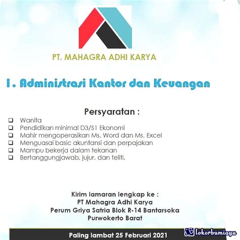 Info Lowongan Kerja Pt Mahagra Adhi Karya Terbaru Januari