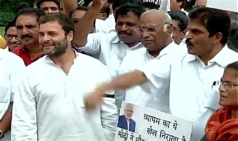 Congress Protests Outside Parliament Rahul Gandhi Calls Pm Narendra