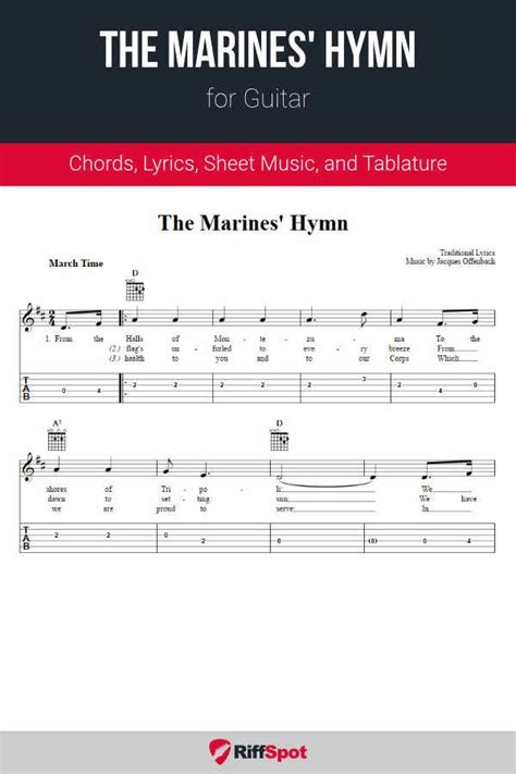 The Marines Hymn For Guitar Guitar Sheet Music Sheet Music Easy Guitar Songs