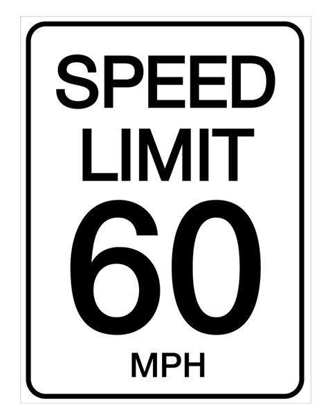 Speed Limit 60 mph - Wall Sign